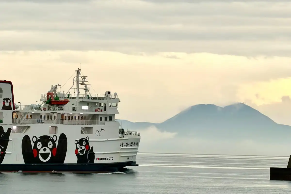 An ocean ferry ride, volcanic ruins, vibrant Nagasaki, and a night-time ropeway viewpoint.