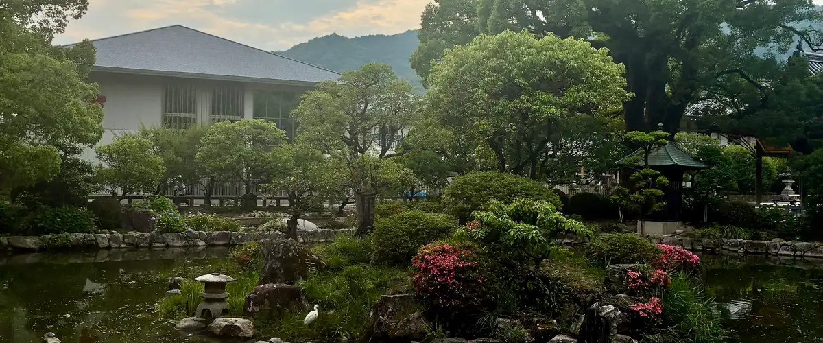 Dazaifu Tenmangu; vermilion bridge & plum trees