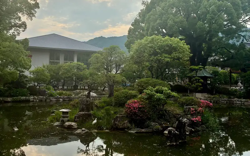 Dazaifu Tenmangu; vermilion bridge & plum trees